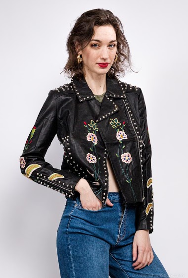 Wholesaler A BRAND - Embroidered biker jacket
