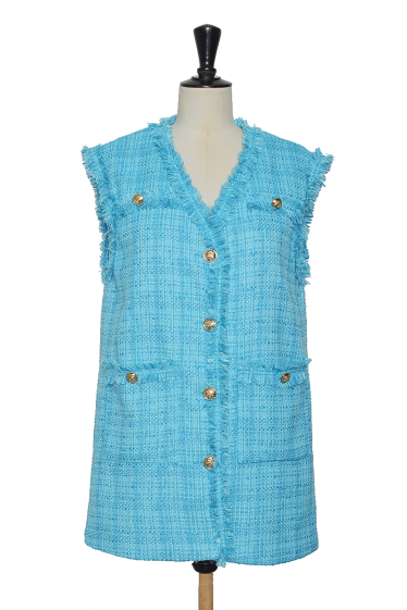 Wholesaler Lily White - Sleeveless tweed jacket with pockets
