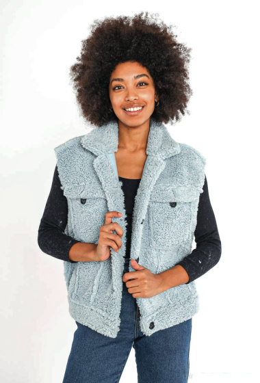 Großhändler Lily White - Ärmellose Jacke aus Schaffell mit Taschen