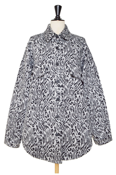 Grossiste Lily White - Veste surchemise en laine imprimé avec maxi poches