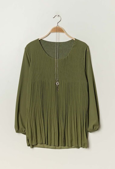Großhändler Lin&Lei - Pleated blouse with necklace