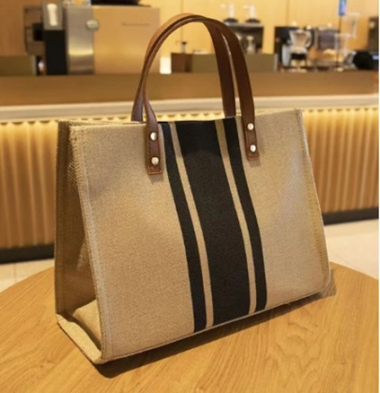 Wholesaler LINA - Women's Striped Canvas Handbag Tote Bag 2024 Collection