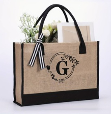 Wholesaler LINA - Jute tote bag First name initial - G