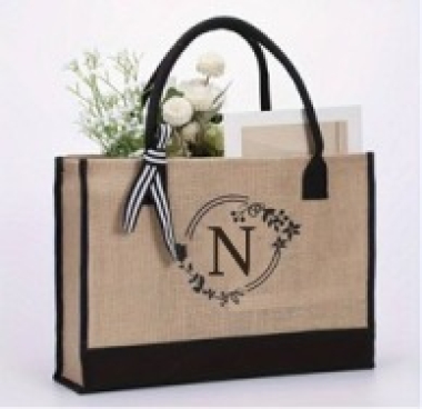Wholesaler LINA - Jute tote bag First name initial - N