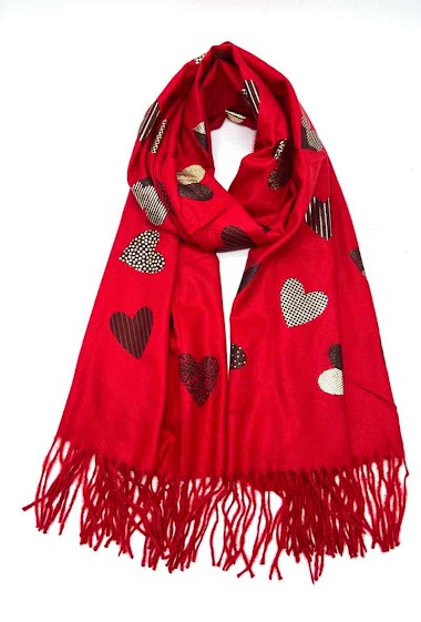 Wholesaler LINETA - Soft scarves with shiny heart patterns