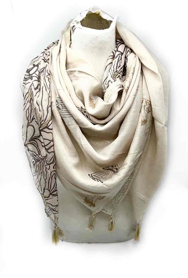 Wholesaler LINETA - Large square 4 in 1 cotton scarves