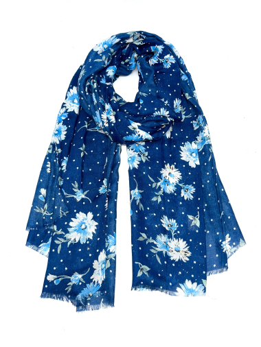 Wholesaler LINETA - Floral print scarf with gold LN-14