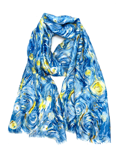 Wholesaler LINETA - Impressionist printed scarf with gilding