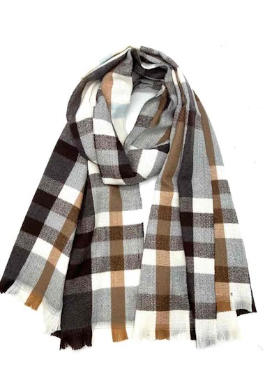 Grossiste LINETA - Foulard laine motifs carreaux