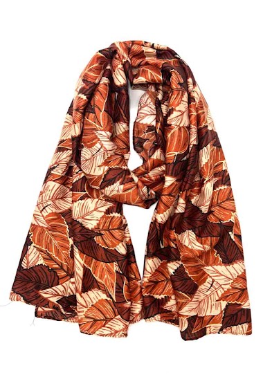 Grossiste LINETA - foulard motifs feuille brillant