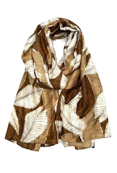 Wholesaler LINETA - Shiny leaf pattern scarf