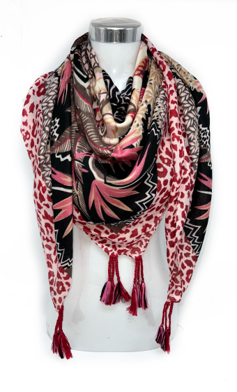 Wholesaler LINETA - Large square scarves with pompom 46735-21