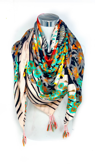 Wholesaler LINETA - large square scarves with pompom