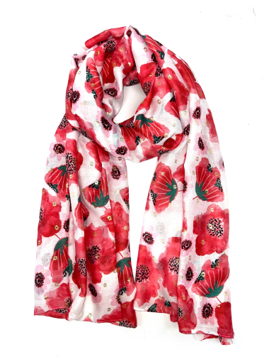 Wholesaler LINETA - LN-26 Floral print scarf with gilding