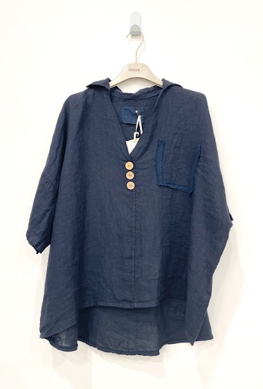 Wholesaler NOS - Unicolor linen shirt with pocket