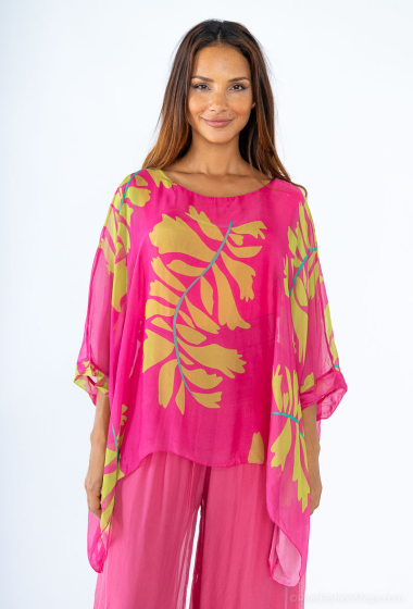 Wholesaler SHYLOH - Leaf print silk blouse
