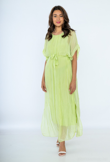 Grossiste SHYLOH - Longue robe en soie avec ceinture soie
