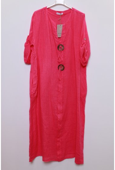 Grossiste SHYLOH - Robe en lin avec boutons au milieu