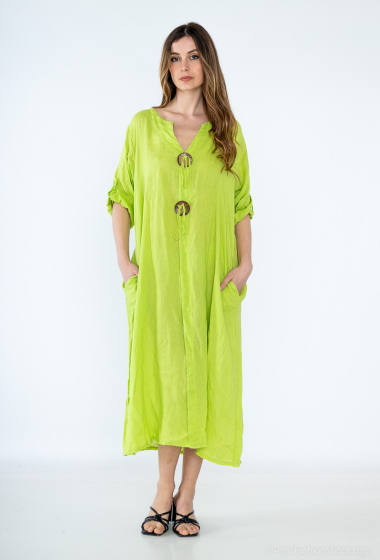 Grossiste SHYLOH - Robe en lin avec boutons au milieu