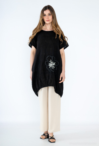 Grossiste SHYLOH - Robe en lin avec fleur