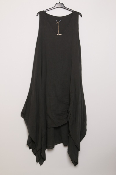 Grossiste SHYLOH - Robe sans manches en coton, noeud corde dans le bas