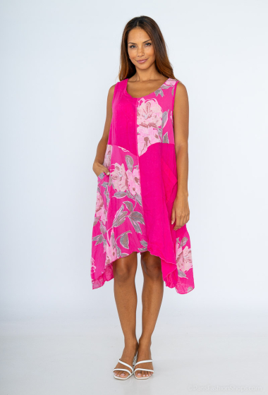 Wholesaler SHYLOH - Sleeveless dresses, asymmetrical, 2 pockets, floral print