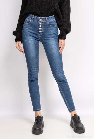 Wholesaler LISA PARIS - High waisted jeans with button closure