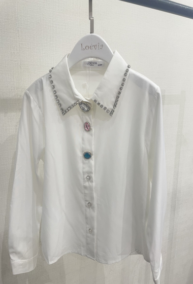 Grossiste LOEVIA - chemise fillette avec strass