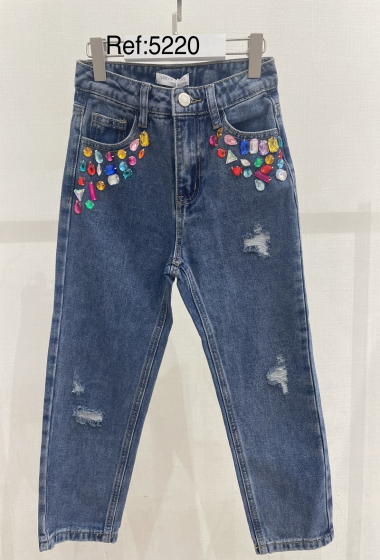 Wholesaler LOEVIA - girl's jeans with rhinestones