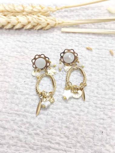 Wholesaler LOL Bijoux - stone openwork oval dangling earring