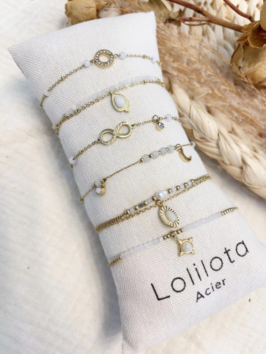 Wholesaler Lolilota - set of 6 bracelets with trinkets in stainless steel