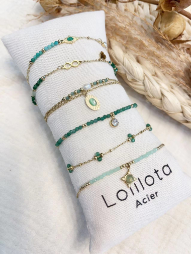 Grossiste Lolilota - 6 bracelets à breloques en acier inoxydable