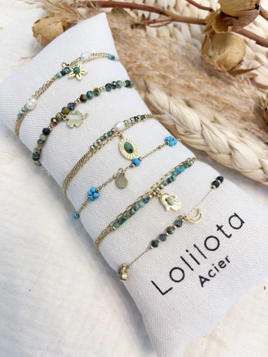 Wholesaler Lolilota - set of 6 bracelets with trinkets in stainless steel