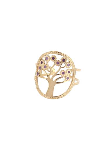 Wholesaler Lolilota - steel enamel tree of life ring