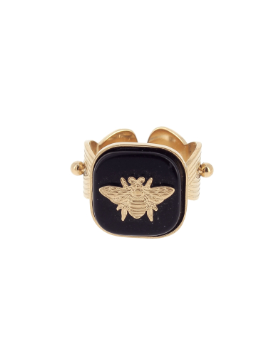 Mayorista Lolilota - anillo cuadrado con piedra de abeja