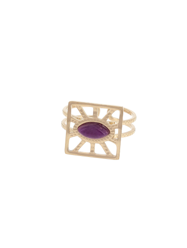 Großhändler Lolilota - Ring aus Stahl mit quadratischem Augenstein