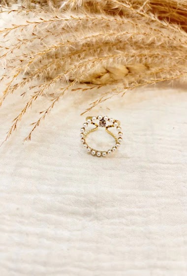 Grossiste Lolilota - Bague cercle en perle nacree et strass