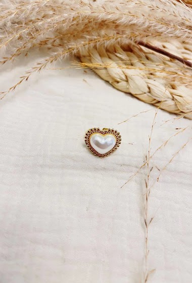 Wholesaler Lolilota - Ring heart pearly pearl
