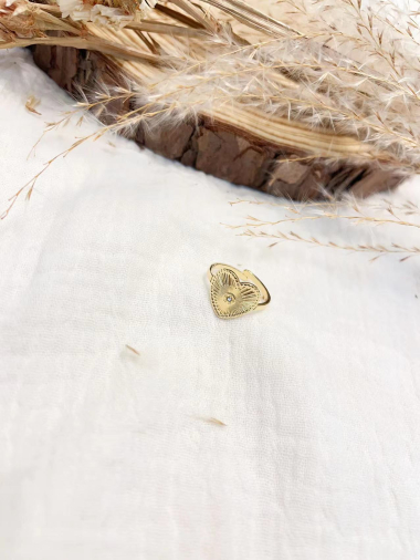 Wholesaler Lolilota - steel rhinestone rays heart ring