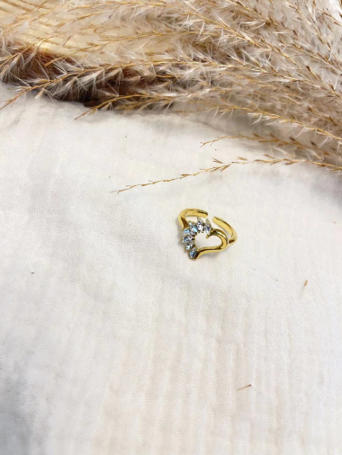 Wholesaler Lolilota - openwork rhinestone heart ring