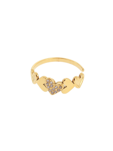 Mayorista Lolilota - anillo de acero con corazones y diamantes de imitación