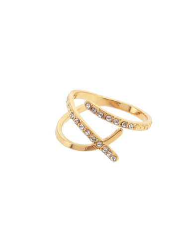 Mayorista Lolilota - anillo cruzado de acero con diamantes de imitación