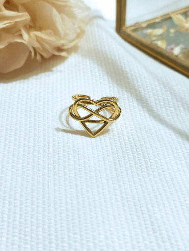 Wholesaler Lolilota - ring double row heart with infinity in Stainless Steel