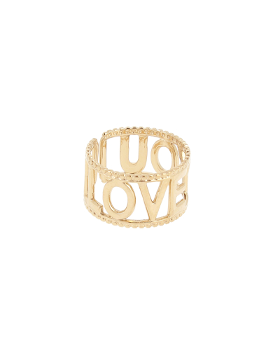 Großhändler Lolilota - zweireihiger Ring „I Love You“ aus Stahl