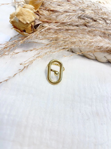 Großhändler Lolilota - dünner ovaler Ring, gehämmert mit einer Edelstahlkugel