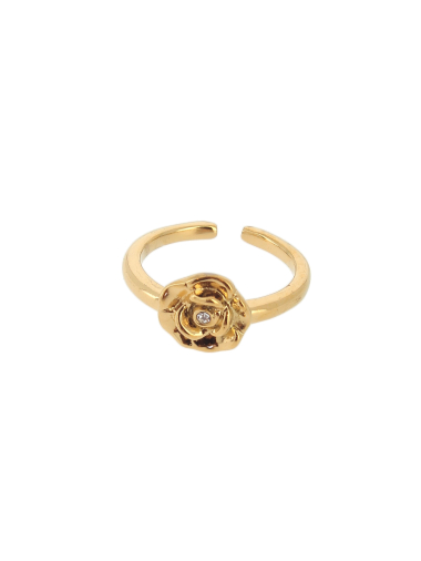 Mayorista Lolilota - anillo de flor de diamantes de imitación de acero fino