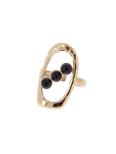 Wholesaler Lolilota - thin oval ring and triple stone steel