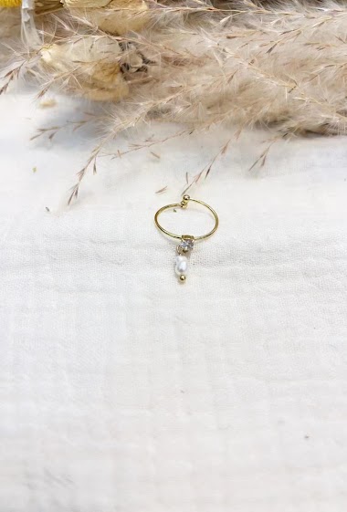 Großhändler Lolilota - Ring thin strass pearl