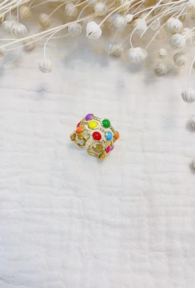 Großhändler Lolilota - RING MULTI ROWS COLORED BEADS
