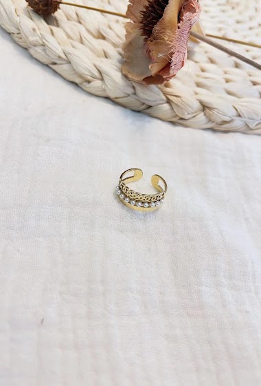 Großhändler Lolilota - Ring multi row pearly pearl